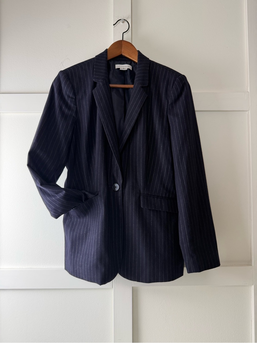 Liz Claiborne Navy Pinstripe Single-Button Blazer